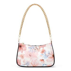3314 Floral Shoulder Bag Pink Blue Watercolor Flower Clutch Handbag